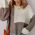 Dark khaki loose sweater with back tie detail and drop shoulder design
