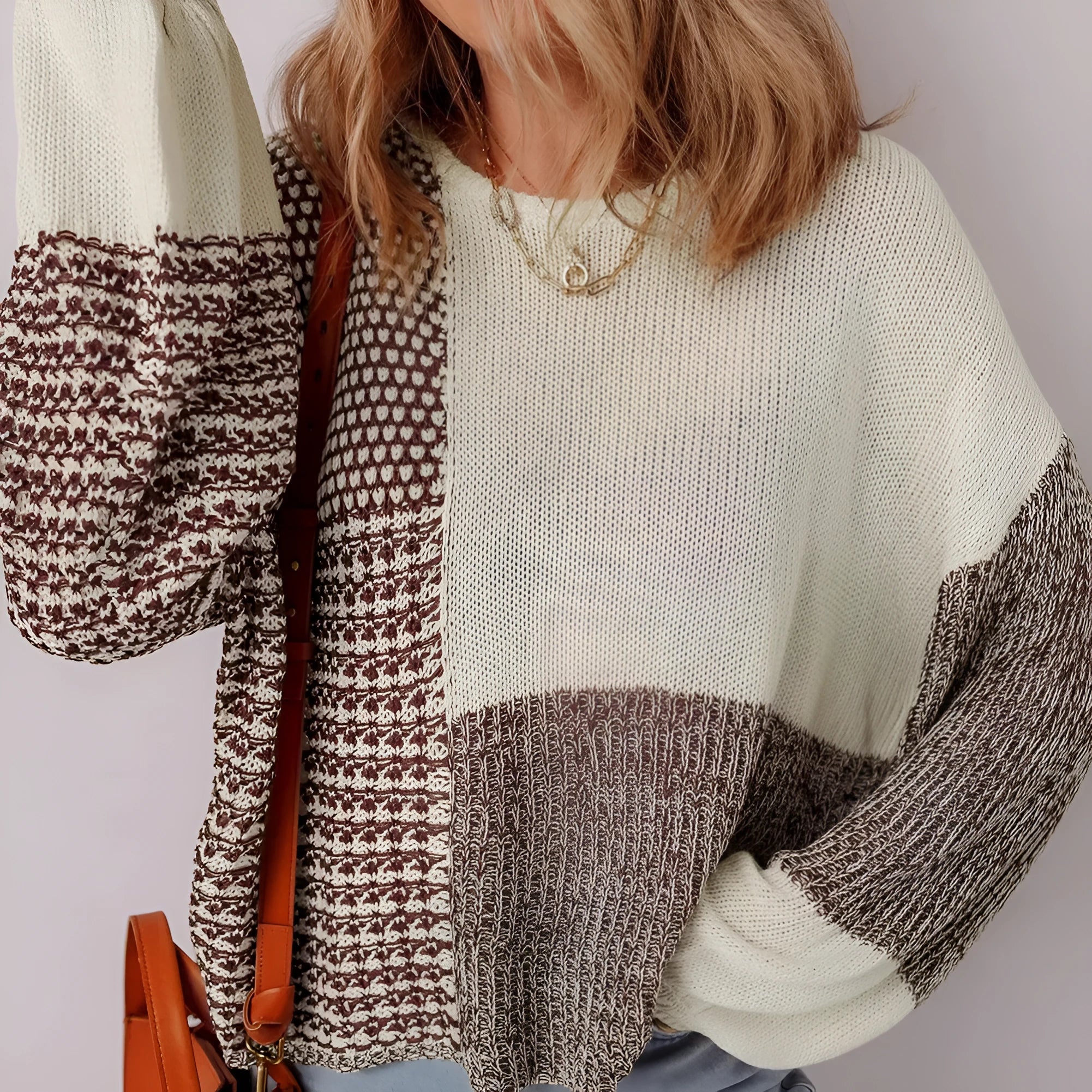 Dark khaki loose sweater with back tie detail and drop shoulder design