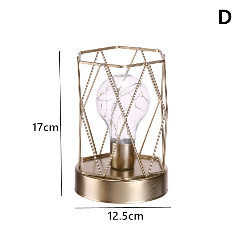 Geometric light bulb candle pendulum ornament in iron with electroplated finish