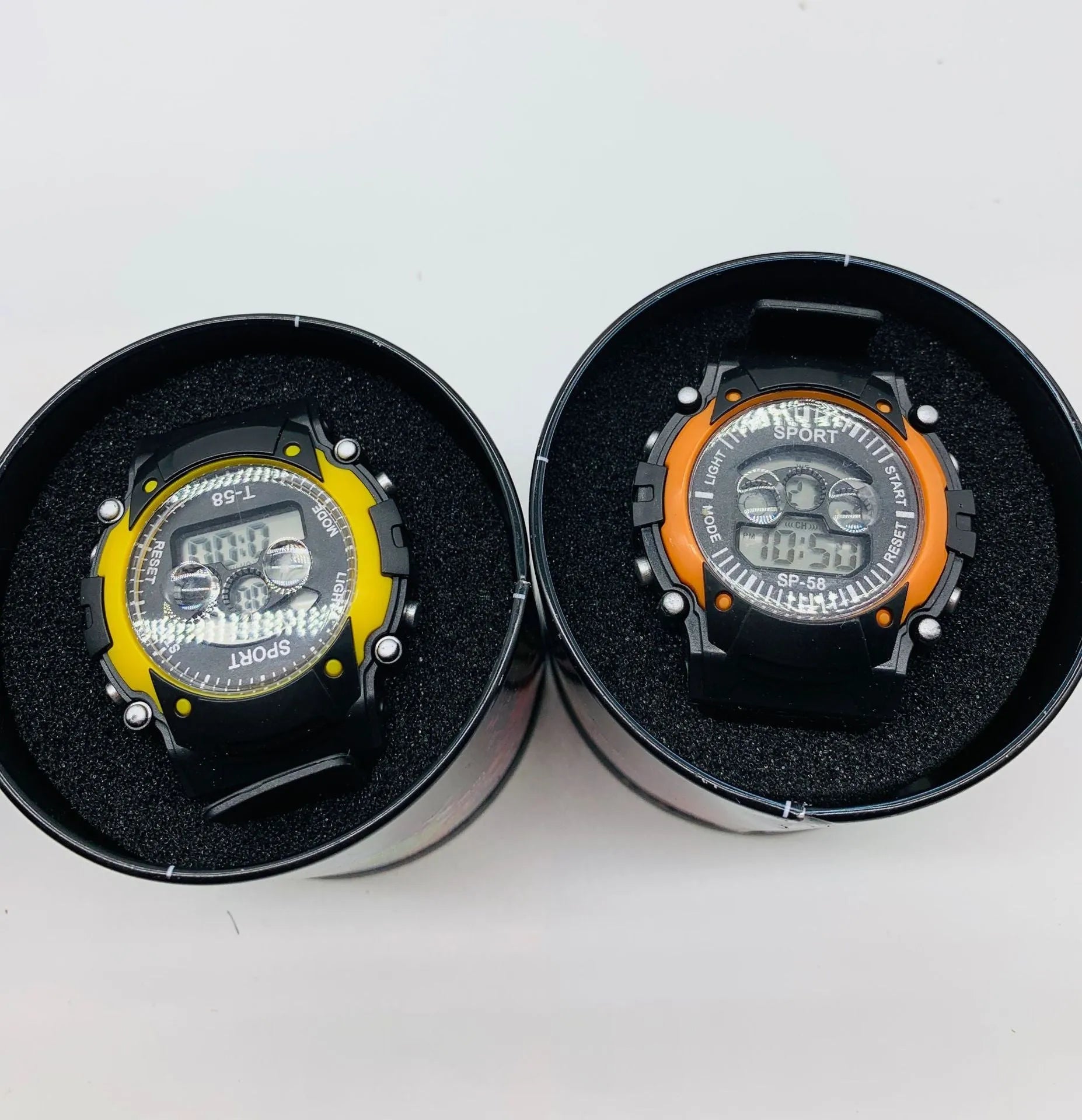 Student digital sports watch with mixed colours, silicone strap and 10m waterproof rating