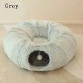 Grey plush cat bed cushion 85x85x26cm on floor, warm winter pet sleeping mat