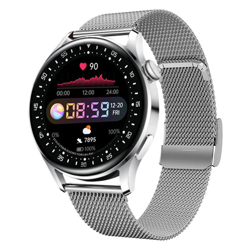 Smart health monitoring watch with 1.32 inch screen on silicone wristband in leather finish
