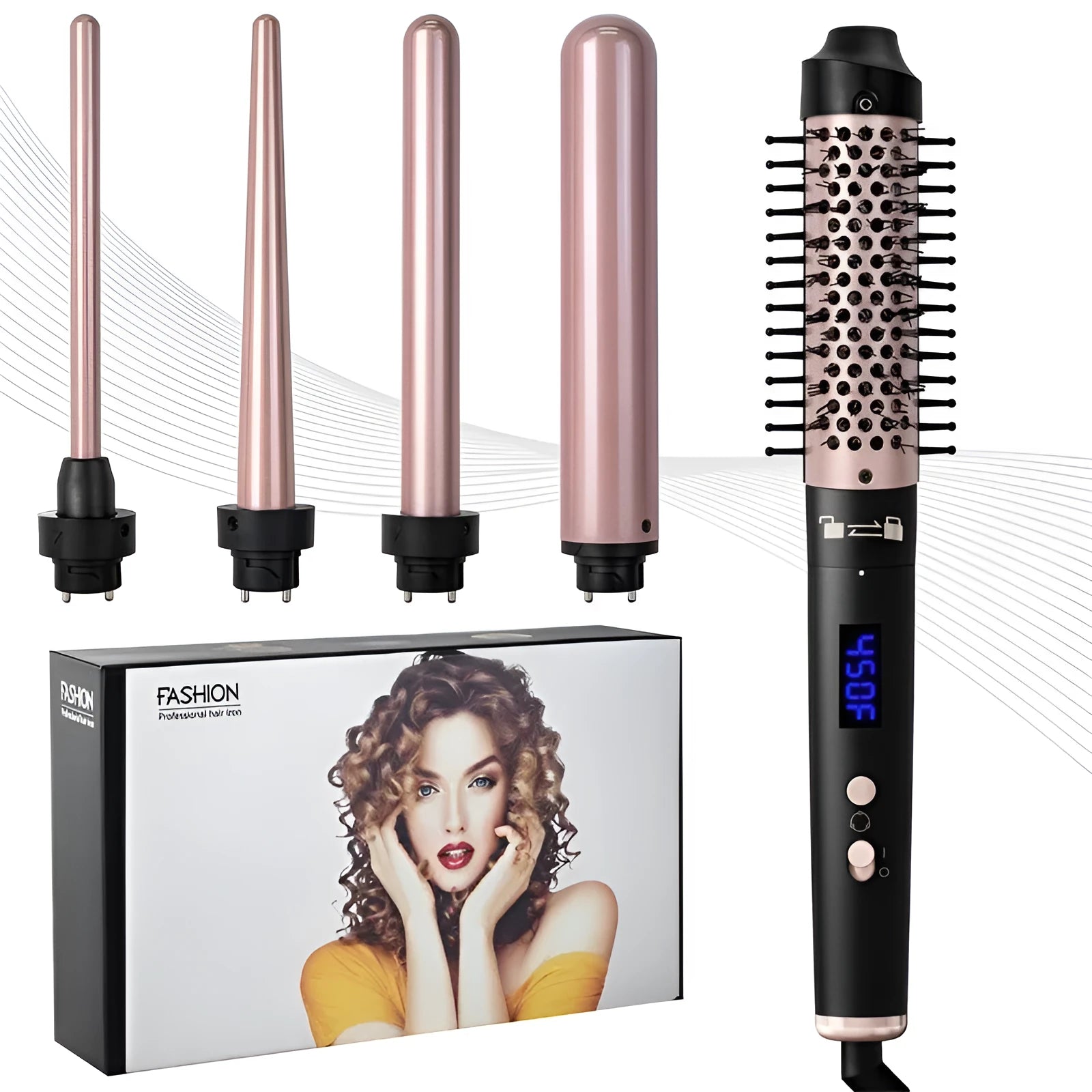 Automatic hair curler in rose gold or black with 1000W power and international voltage settings
