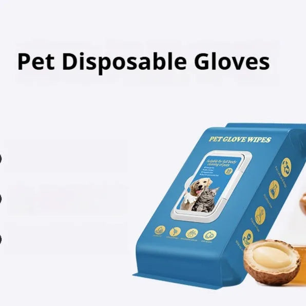 Pack of disposable plastic pet gloves for bathing and cleaning cats and dogs