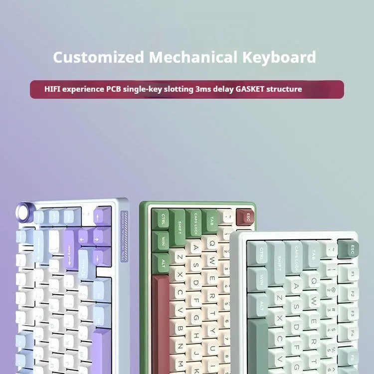 Wireless mechanical keyboard with Bluetooth connectivity showing multiple colour and switch options