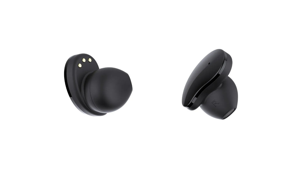 Black detachable smart bracelet and Bluetooth headset combo with colour screen and TWS earphones.