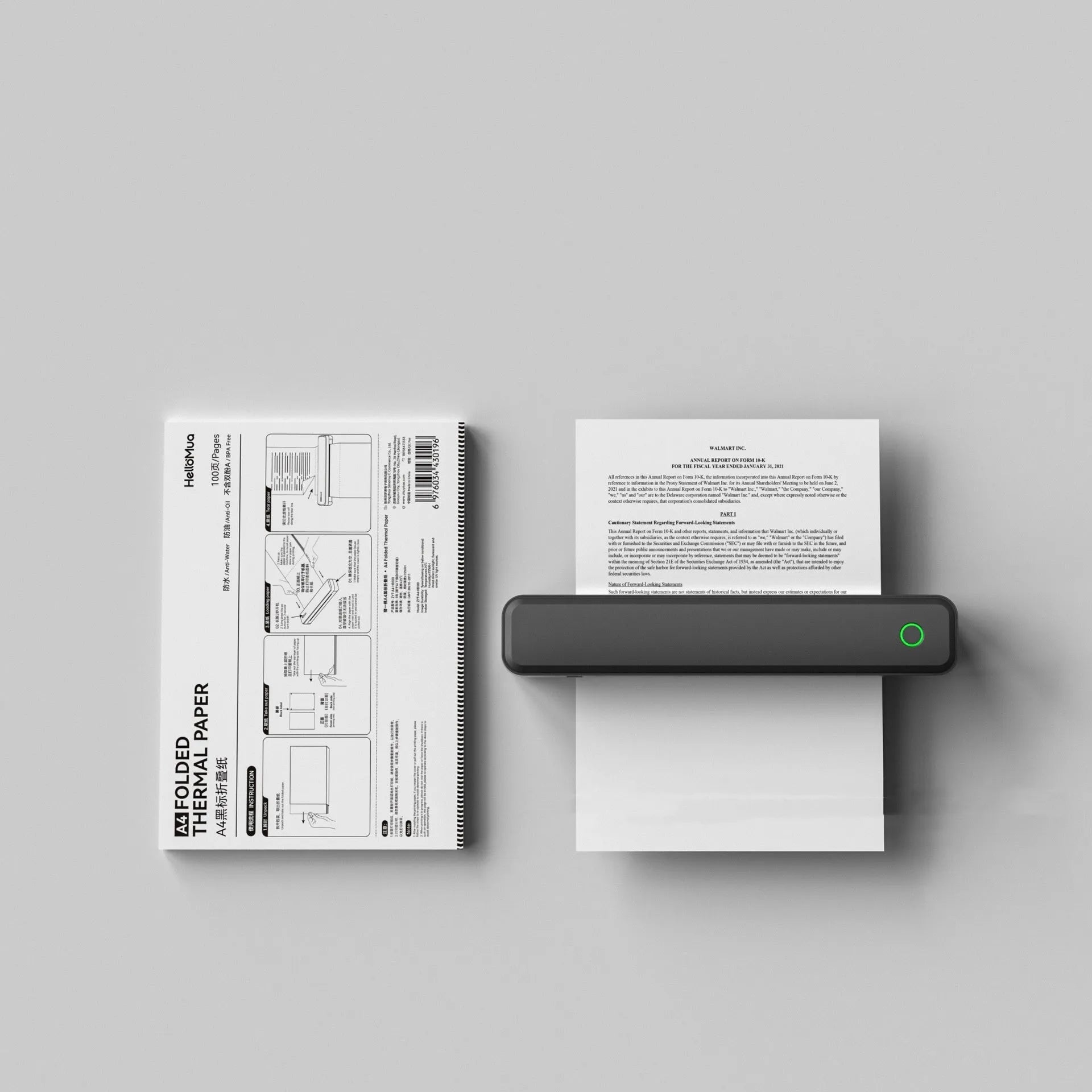 Compact thermal printer with Bluetooth for mobile phone connectivity in black or white finish