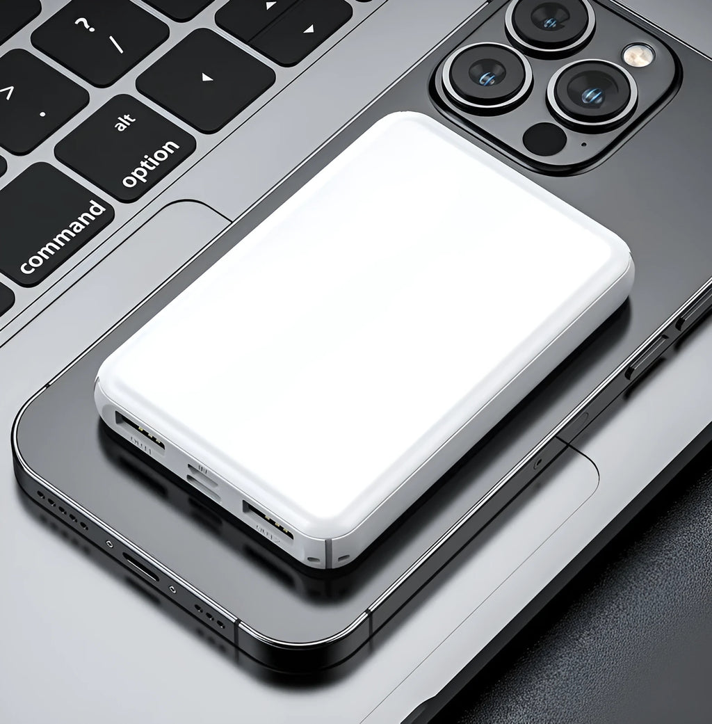 Black universal USB power bank for electric heating vests showing compact size.