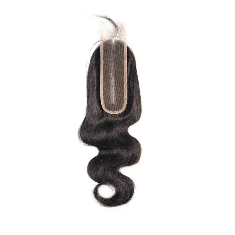 Straight human hair wig in natural colour with hand-woven construction and exotic style detailing