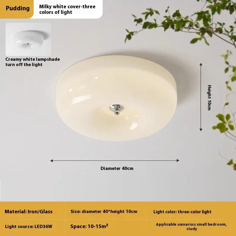 Cream coloured American style bedroom ceiling lamp with three light colour settings