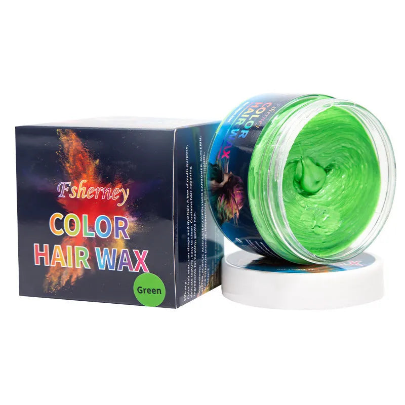 120g hair styling clay jar in one of nine colours: white, orange, red, yellow, blue, green, purple, rose red, or granny grey