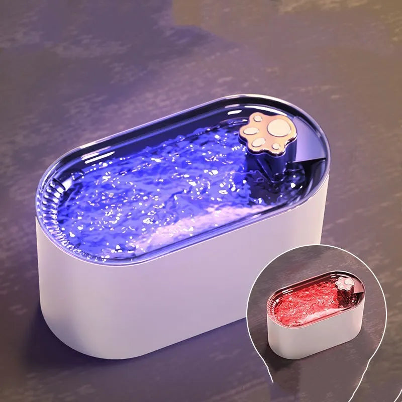 3L automatic pet water fountain in Berlin blue colour with LED light and quiet pump