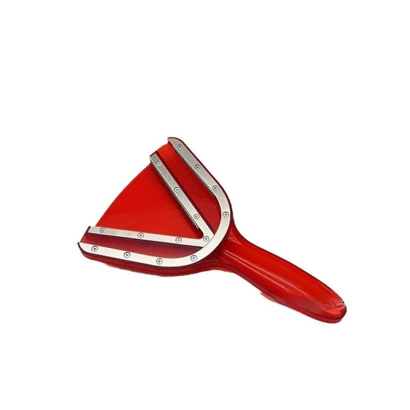 Red and grey adjustable telescopic can opener and bottle opener tool with non-slip handles on a white background.