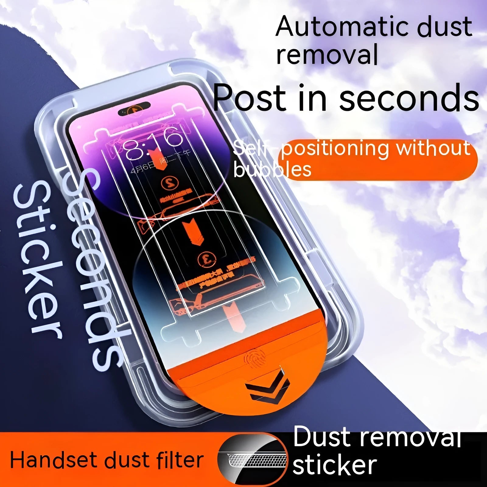 Tempered glass iPhone screen protector with dust-free installation kit and frosted privacy finish