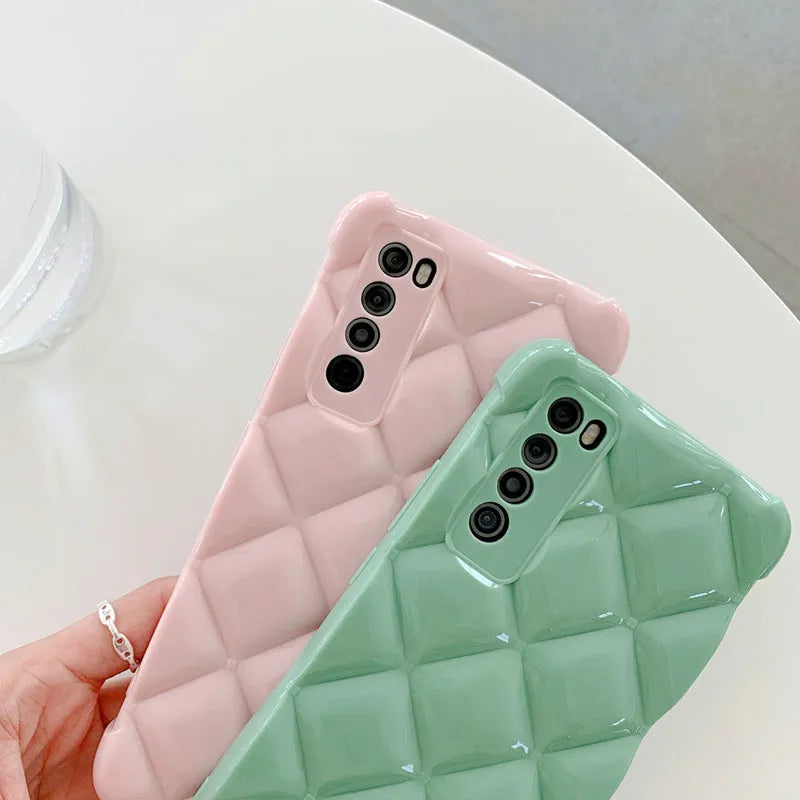 Silicone phone case for Huawei P30, P40, Mate40, and Nova9 models in black, green, pink, or white.