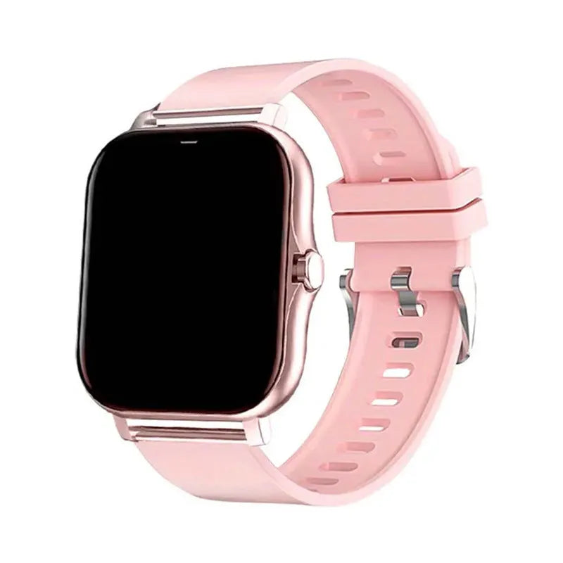 Smart watch with colour touch screen and silicone strap, showing Bluetooth call interface.