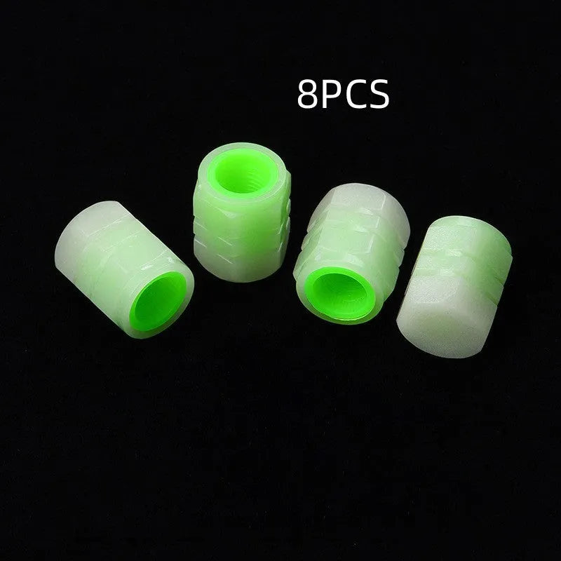 Rubber luminous valve caps for cars with glow-in-the-dark feature, 16mm by 12mm size