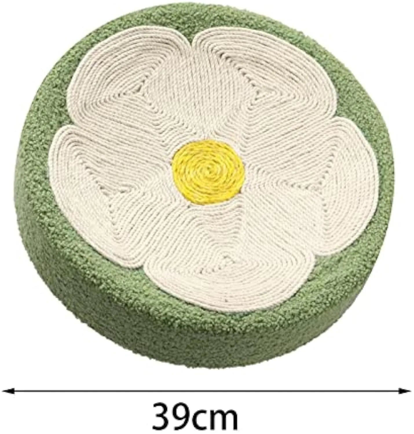 Green sisal cat scratcher bowl lounge bed with deep round design measuring 39cm diameter