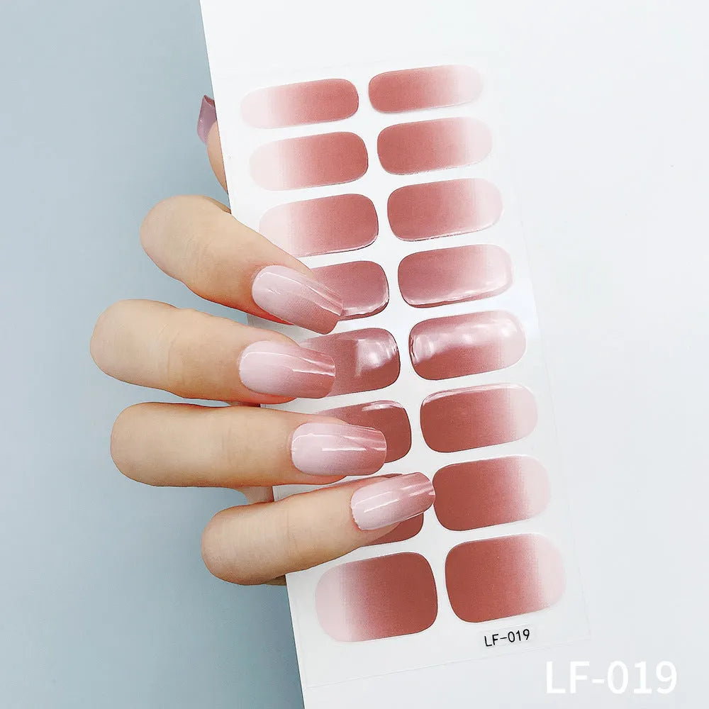 16 design solid colour nail art stickers set with cross, rose, tulip and cartoon patterns