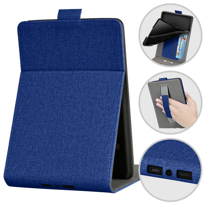 Kindle protective case with bracket handle in TPU material showing embossed design options