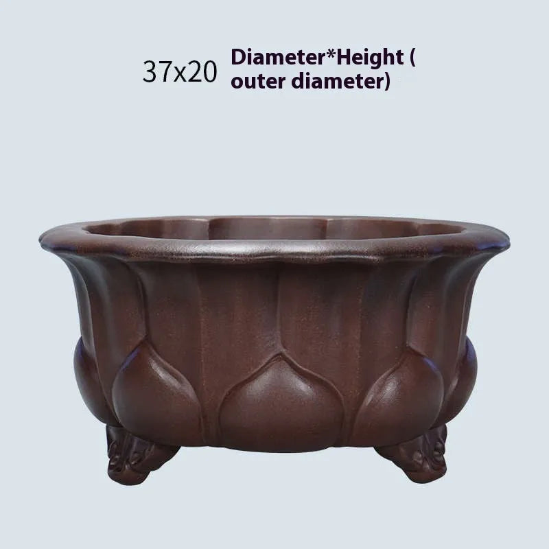 Purple-red antique Chinese classical style flower pot measuring 37x37x20cm for succulents