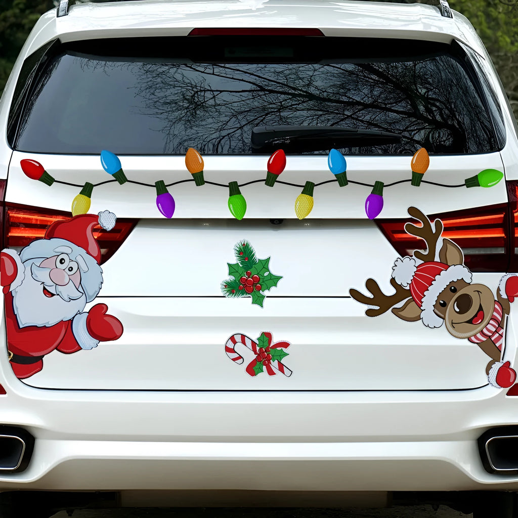Medium Christmas elk reflective magnetic sticker with cartoon design and RFM026 colour.