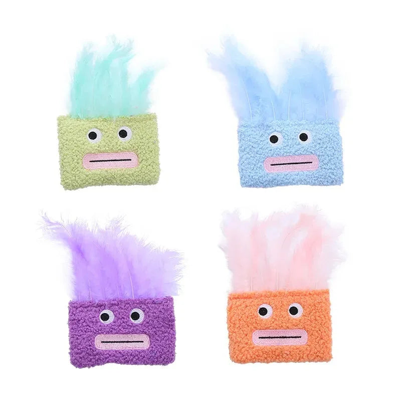 Large colourful plush cat toy with explosion head shape and big mouth design for feline play
