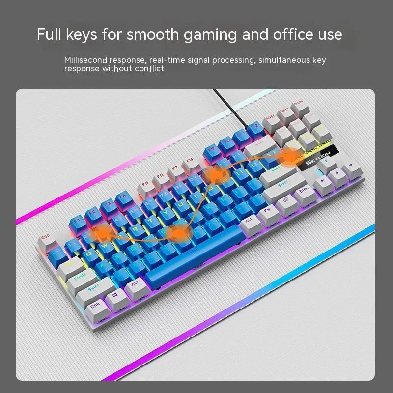 K87 mechanical gaming keyboard with metal case and choice of green or red switches