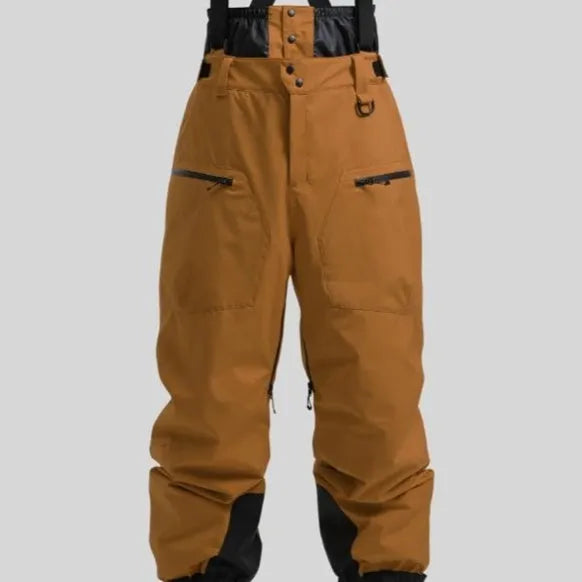 Men's waterproof ski trousers with thickened waistband strap in black colour option