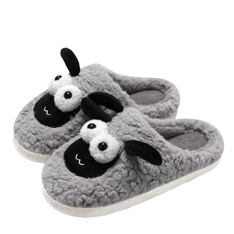 Thermal cotton slip-on slippers with suede upper in brown, grey, or white colours