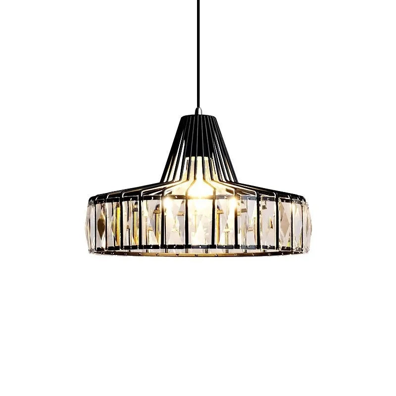Modern crystal bedside lamp with light luxury chandelier design in black finish