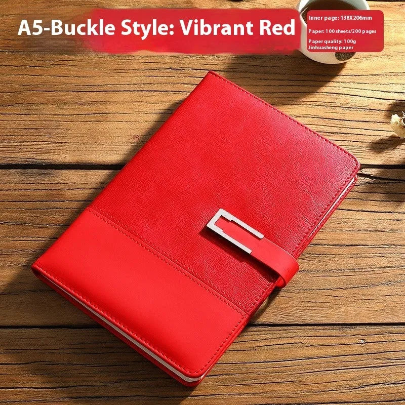 A5 soft leather notebook with PU cover and wood-free paper in choice of five colours