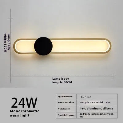 Round modern minimalist wall lamp with iron shade and warm LED light