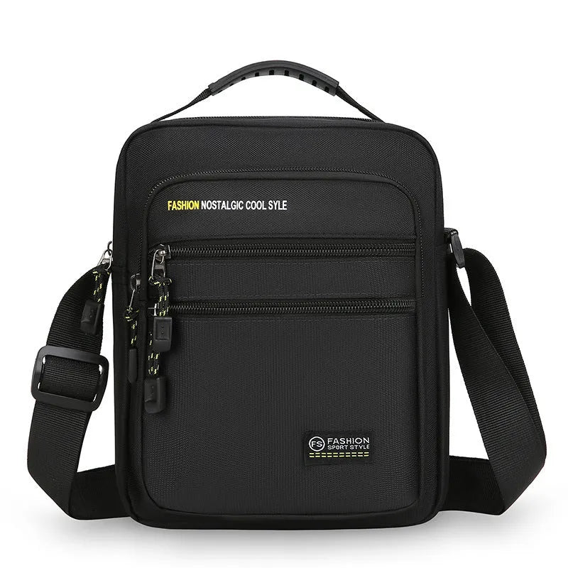 Men's waterproof nylon crossbody bag in green, black, dark blue, or grey colours