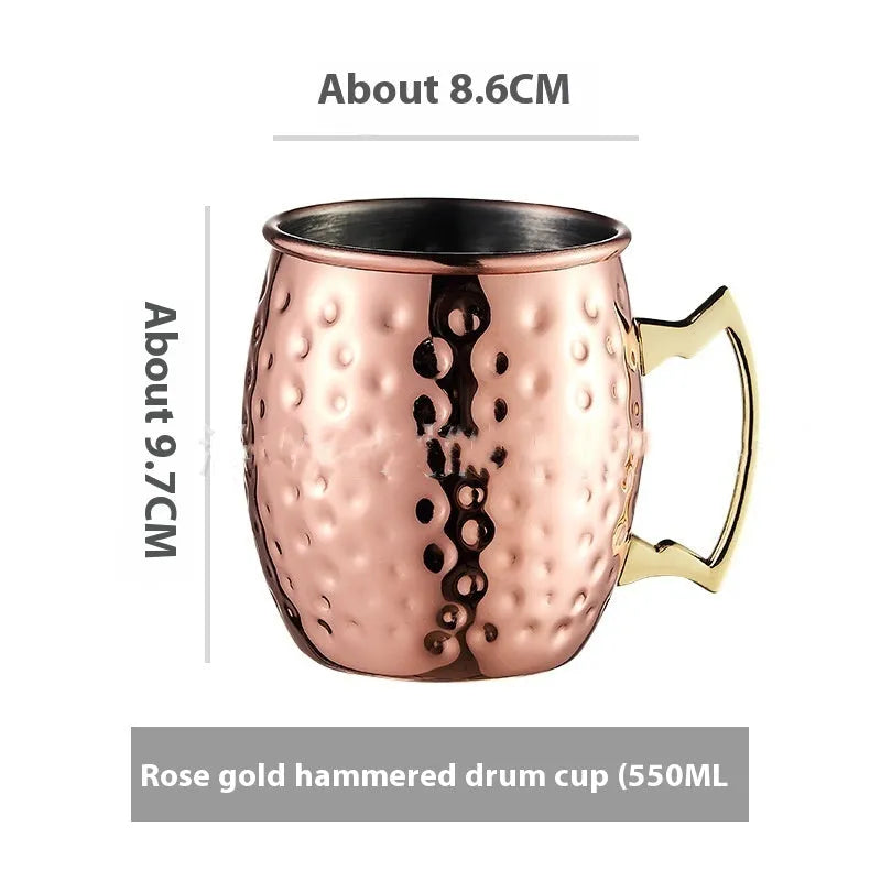 Stainless steel Moscow mule cup with copper plating in metallic finish