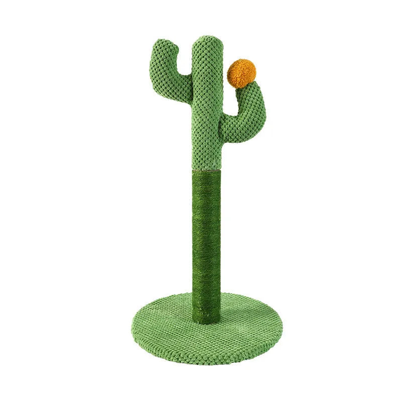 Cactus-shaped cat scratching post and climbing frame with cotton thread scratching surface
