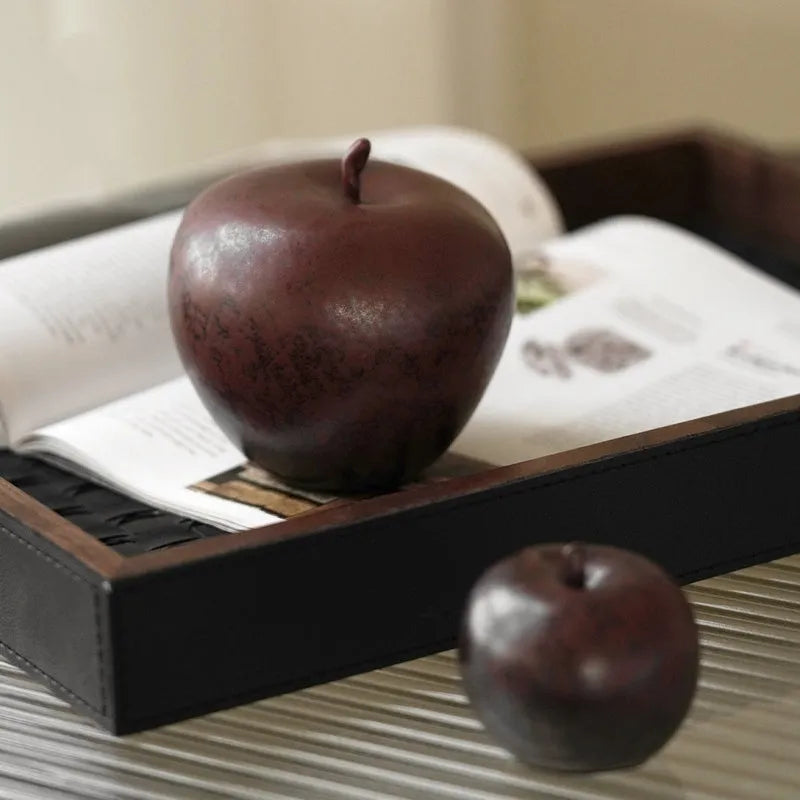 Chinese ceramic retro style apple ornament desktop decoration in large and small sizes