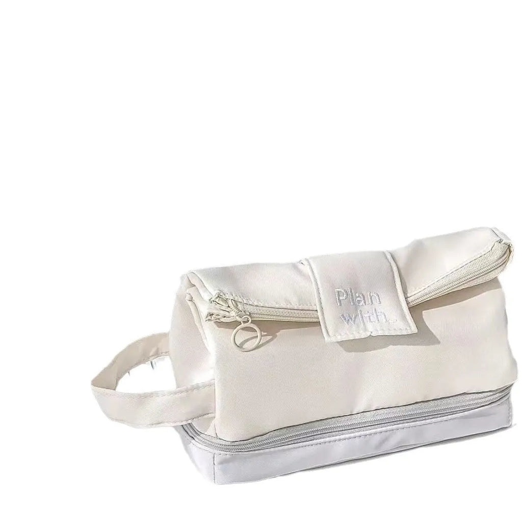 Folding double layer student pencil case in polyester with three colour options