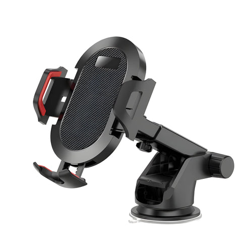 Car air vent phone holder with auto-lock clip holding a smartphone