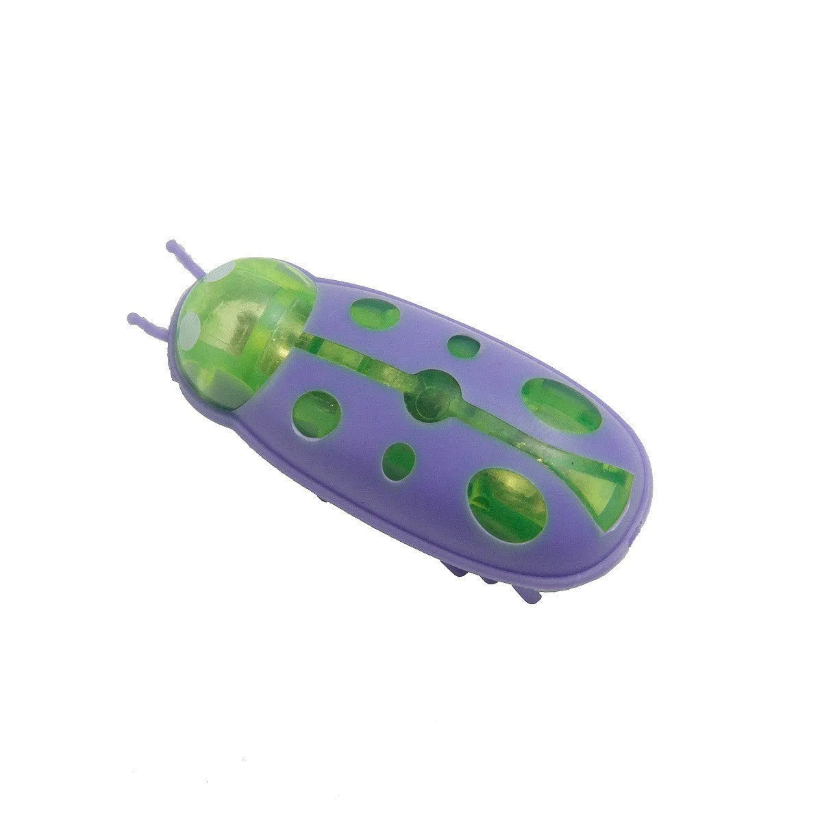 Electric toothbrush cat toy with colourful jumping worm attachment on a plastic base.