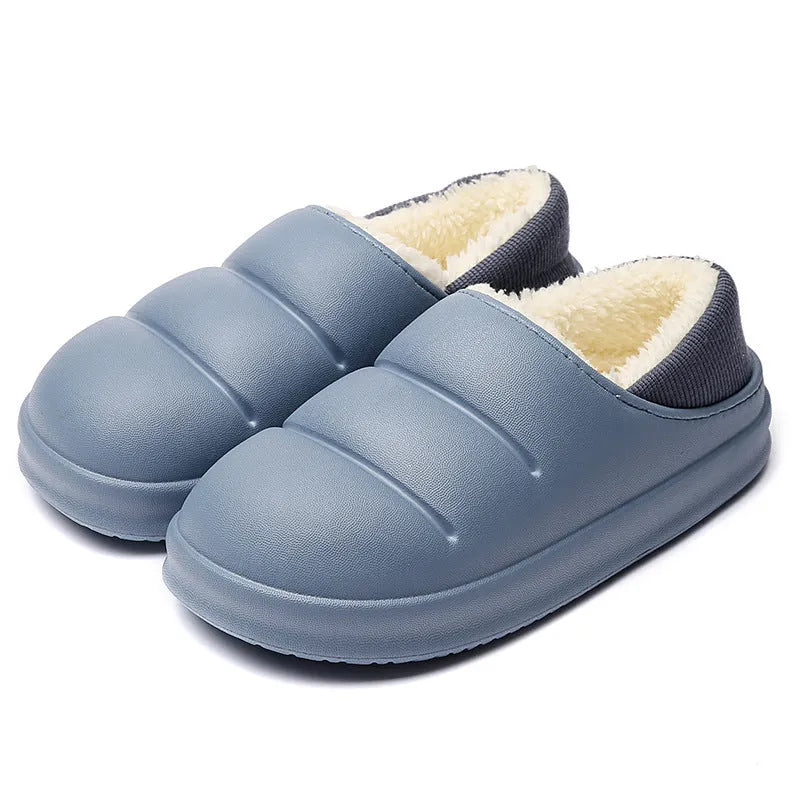 Waterproof EVA garden slippers with non-slip sole and plush lining in various colours