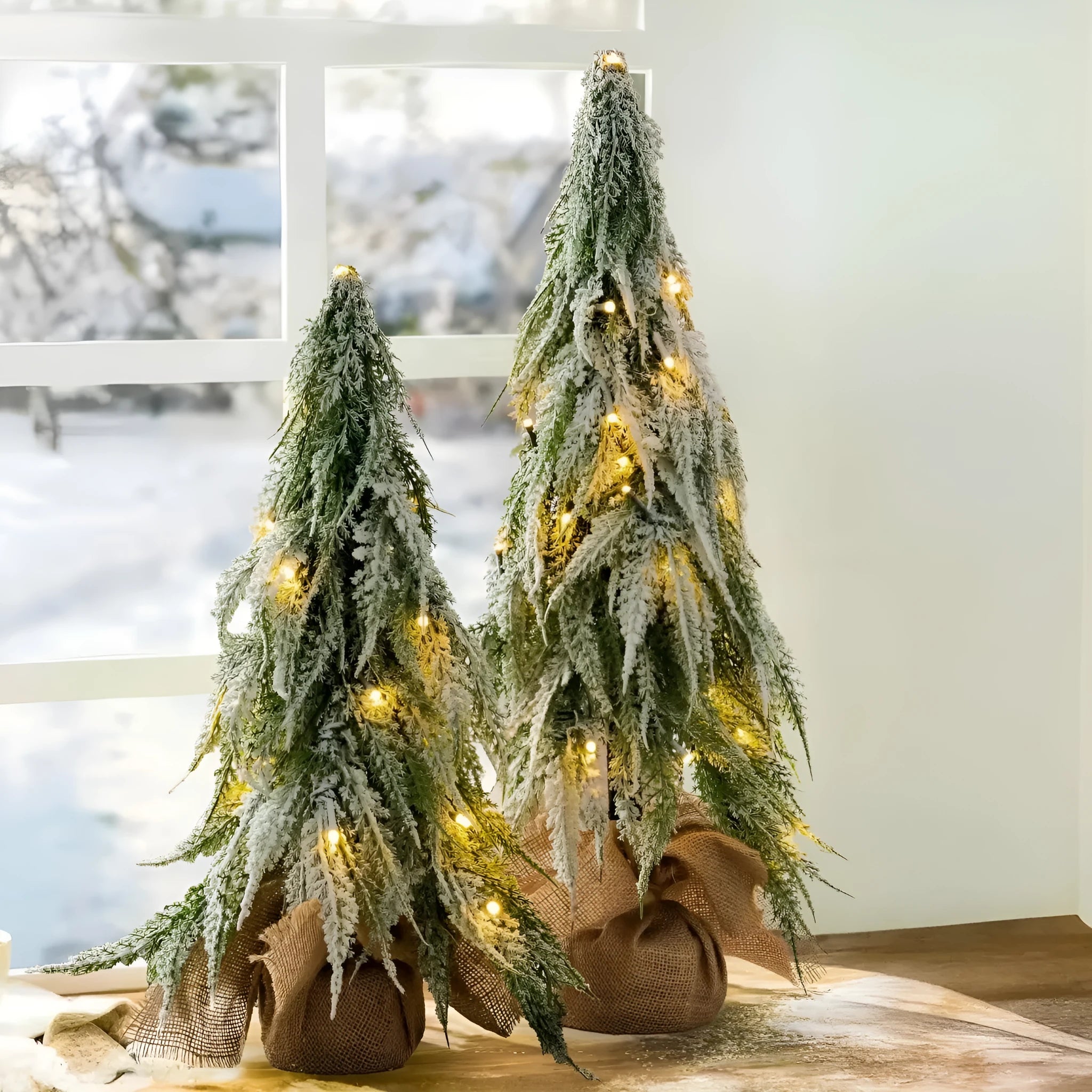 Small 24-inch artificial Christmas tree with lights for desktop decoration