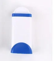 Blue reusable pet hair removal brush with self-cleaning base for sofas and upholstery.