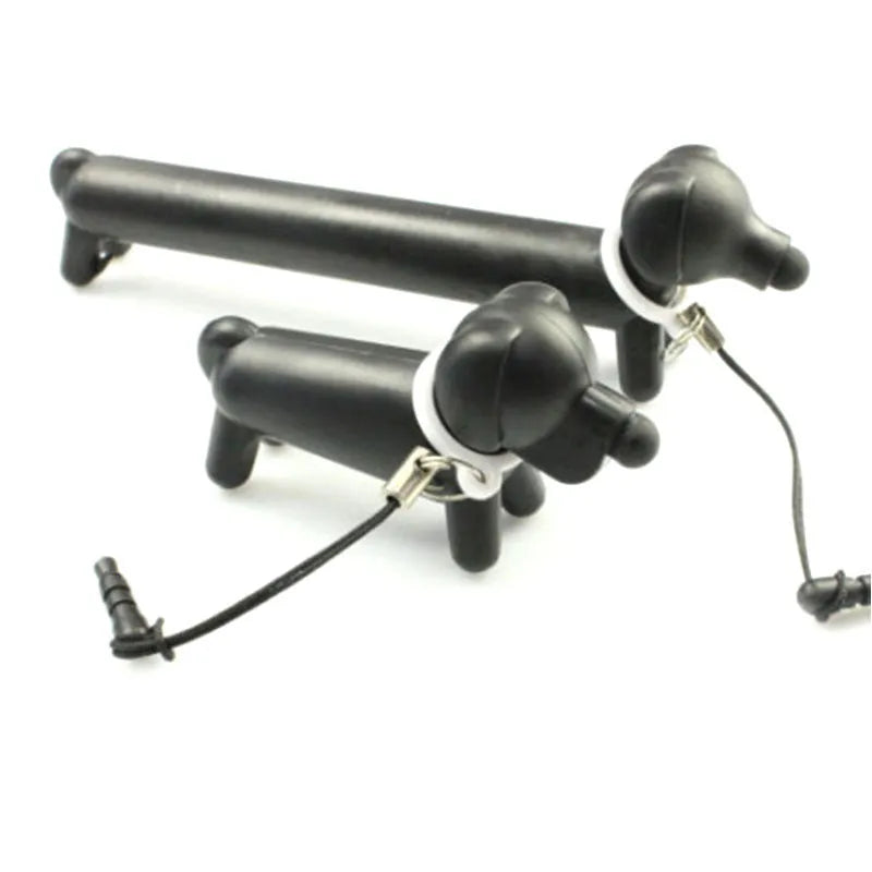 Black dog-shaped touch screen stylus pen with extendable design and phone stand function