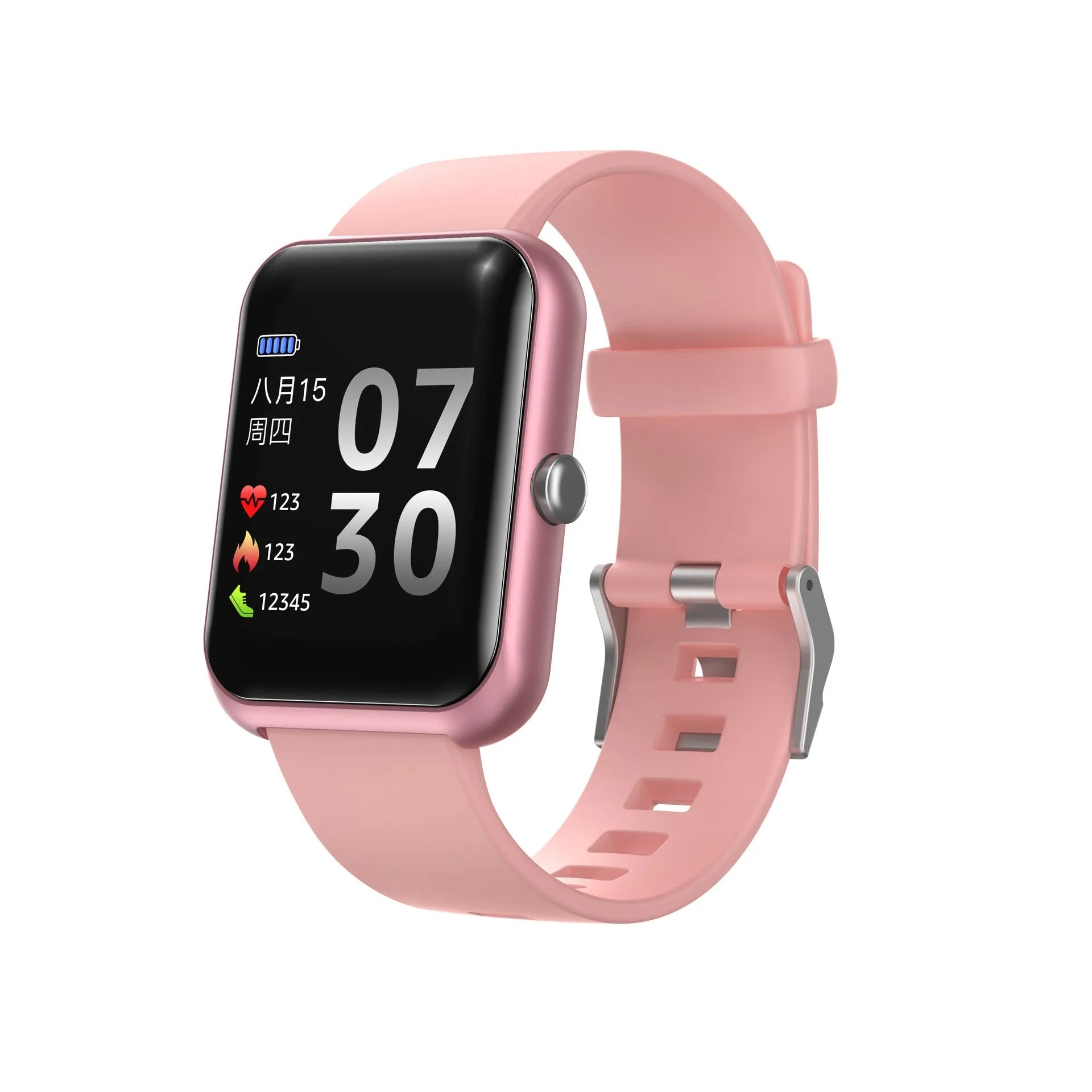 Square couple bracelet smart watch with silicone strap and Bluetooth connectivity