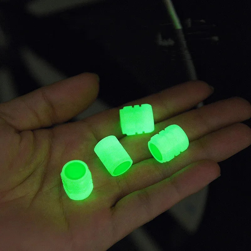 Rubber luminous valve caps for cars with glow-in-the-dark feature, 16mm by 12mm size