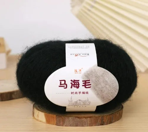 Mohair wool ball for DIY scarf kit with 34 colour options including white, grey, pink and blue