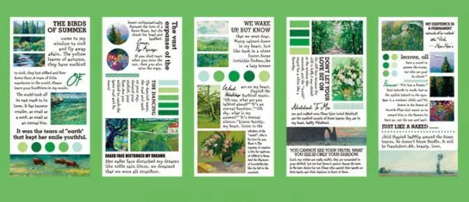 Pack of twenty rectangular paper stickers depicting landscape paintings, each measuring 60 by 120 millimetres.