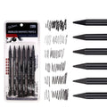 Set of six graphite sketching pencils for art, showing wood-free full lead construction.