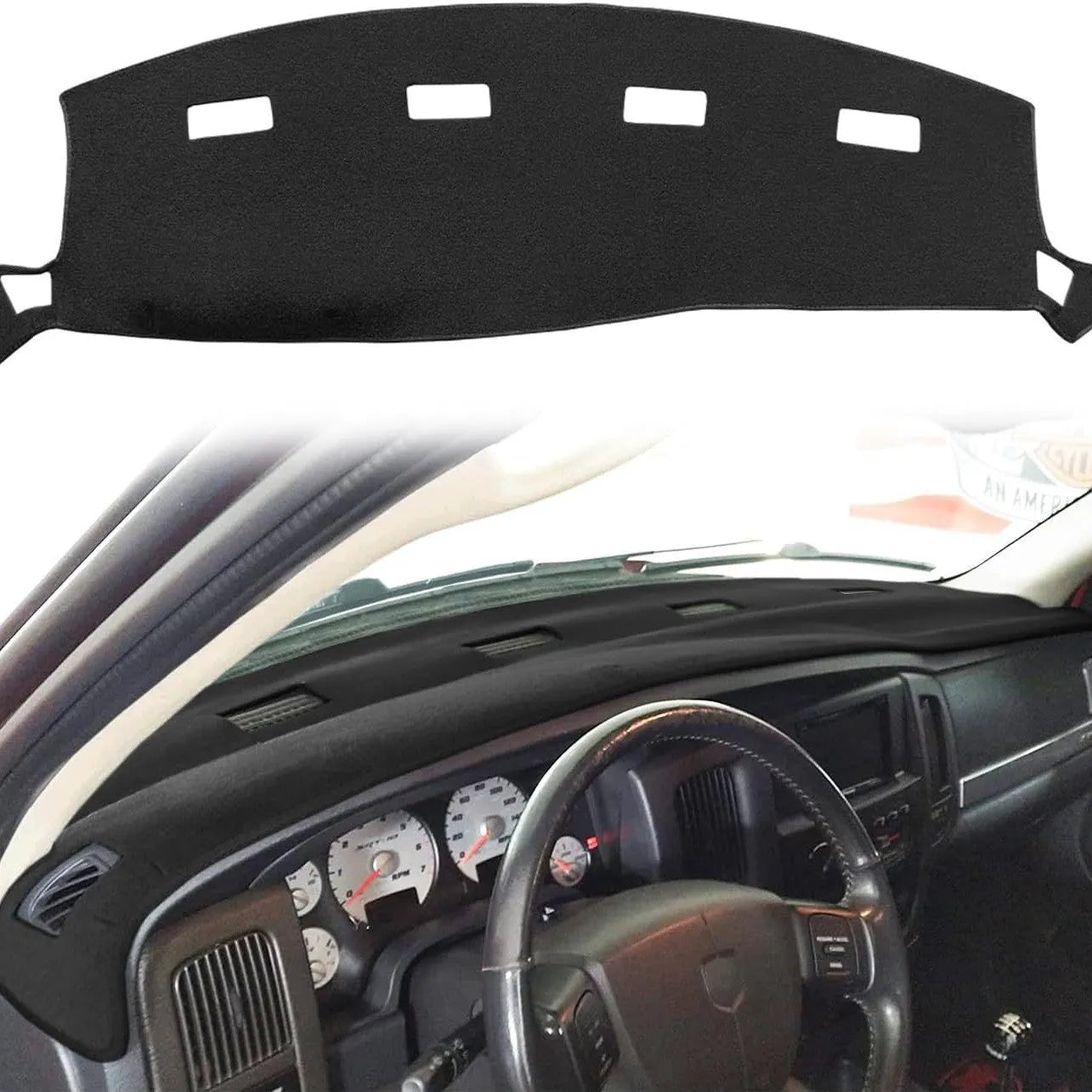Black non-woven fabric car light repellent mat dashboard cover on vehicle dashboard